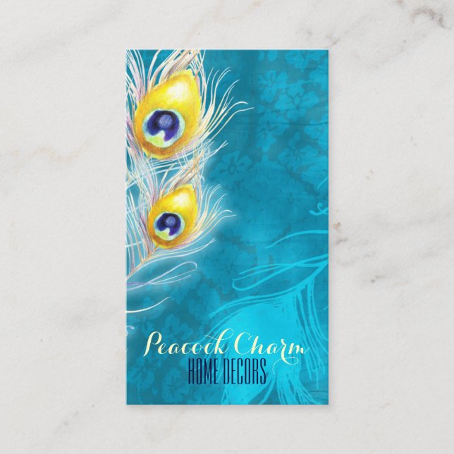 Peacock Feathers Professional Business Card (Front)
