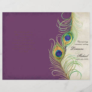 Peacock Feathers - Purple, Wedding Program