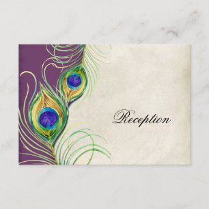 Peacock Feathers Reception Invitation Card