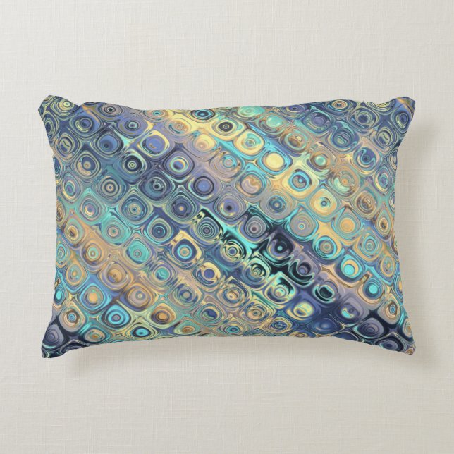 Peacock Feathers Retro Abstract Decorative Cushion (Front)