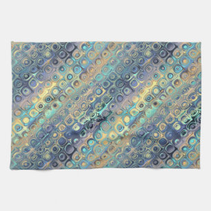 Peacock Feathers Retro Abstract Tea Towel