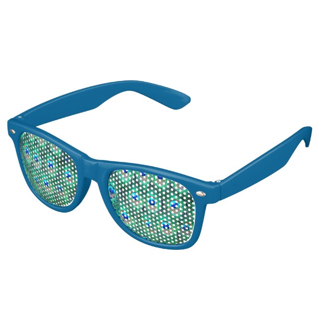 Peacock Feathers Retro Sunglasses (Angled)