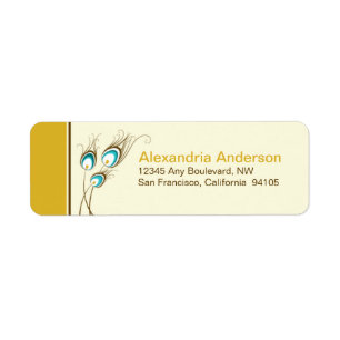 Peacock Feathers Return Address Labels (gold)