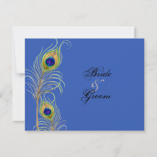 Peacock Feathers Royal Blue RSVP Response Cards