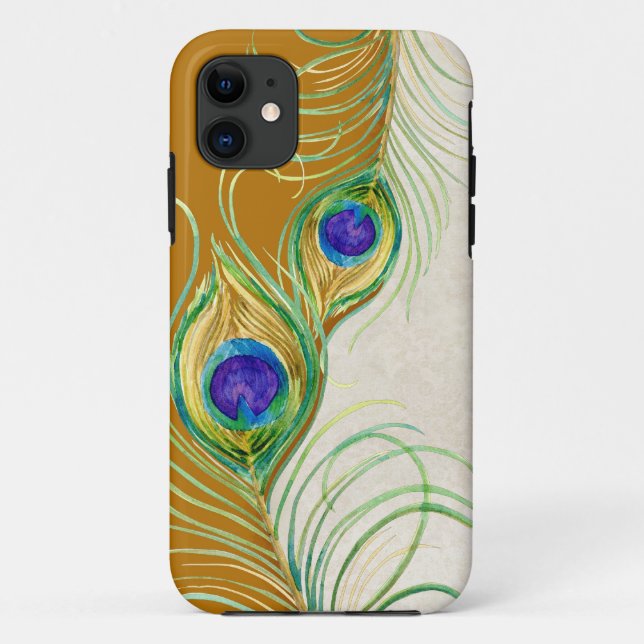 Peacock Feathers Royal Damask Personalised Names Case-Mate iPhone Case (Back)
