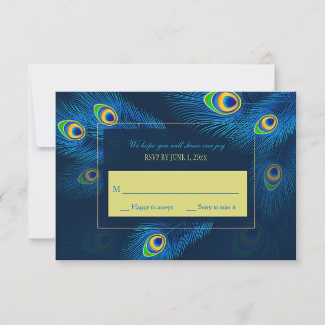 Peacock Feathers RSVP Card (Front)