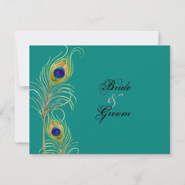 Peacock Feathers RSVP Response Cards (Front)