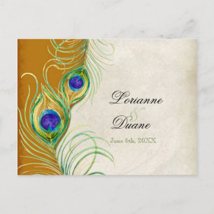 Peacock Feathers RSVP Response Postcards