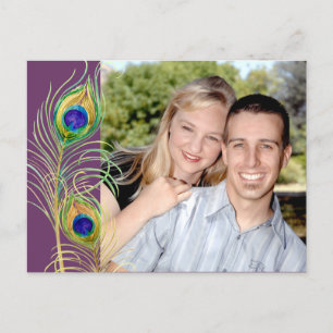Peacock Feathers Save the Date Invite Cards
