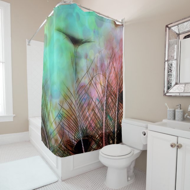Peacock Feathers Shower Curtain (In Situ)