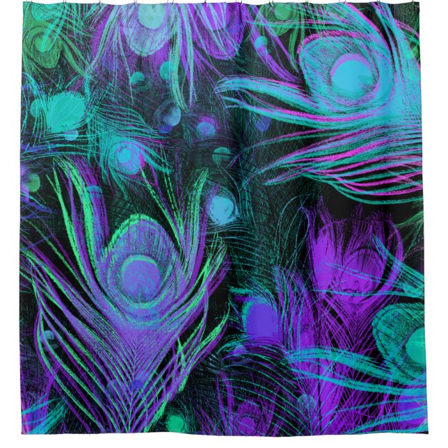Peacock Feathers Shower Curtain by Julie Everhart (Front)