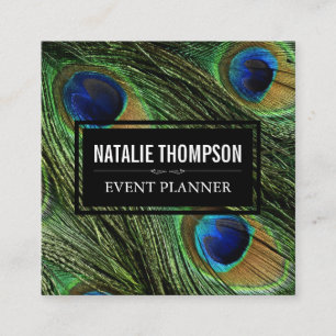 Peacock Feathers Square Business Card