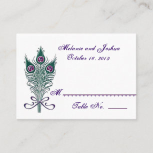 Peacock Feathers Table Place Card Wedding Party