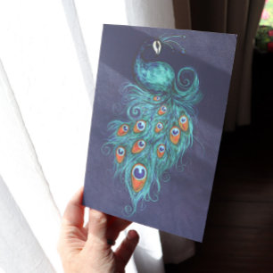 Peacock Feathers Teal Peacocks Card