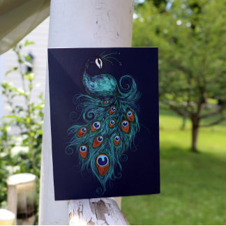 Peacock Feathers Teal Peacocks Card
