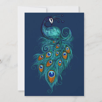 Peacock Feathers Teal Peacocks Holiday Card
