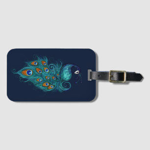 Peacock Feathers Teal Peacocks Luggage Tag