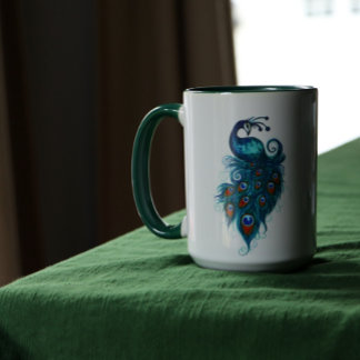 Peacock Feathers Teal Peacocks Mug