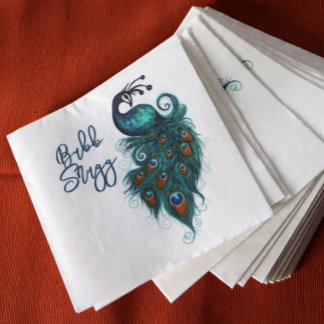 Peacock Feathers Teal Peacocks Napkin