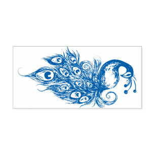 Peacock Feathers Teal Peacocks                     Self-inking Stamp