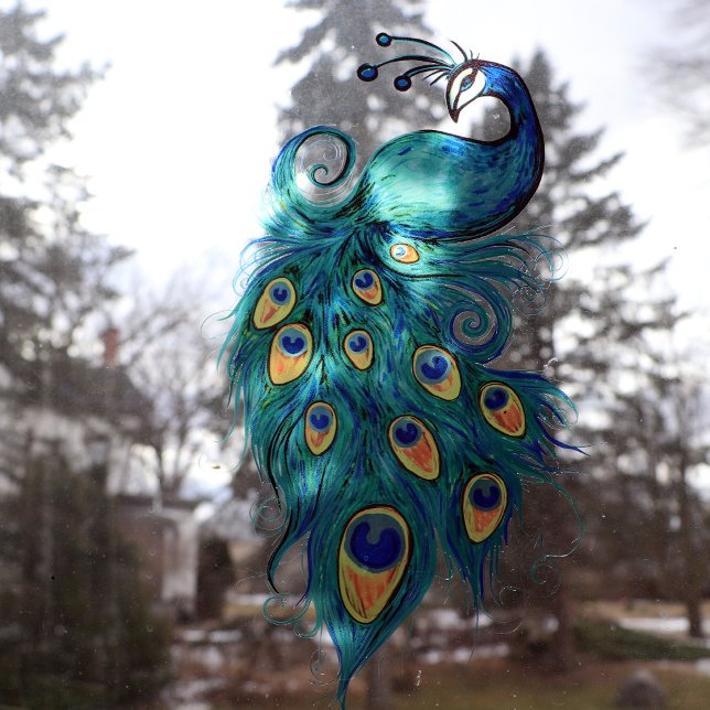 Peacock Feathers Teal Peacocks      Window Cling (Creator Uploaded)