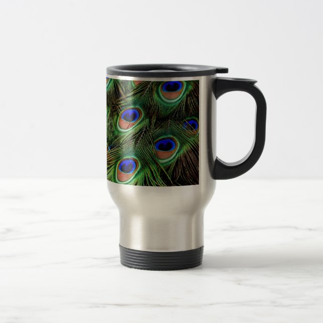 Peacock Feathers Travel Mug (Right)