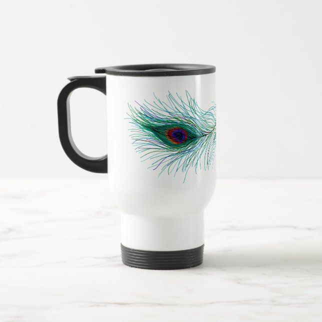Peacock Feathers Travel Mug (Left)