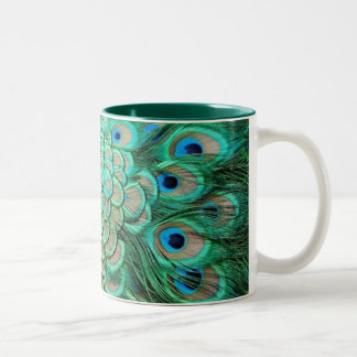 PEACOCK FEATHERS Two-Tone COFFEE MUG