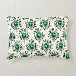 Peacock feathers: vintage seamless background. decorative cushion