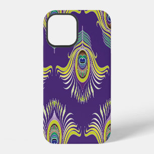 Peacock feathers: vintage seamless background. iPhone 12 case