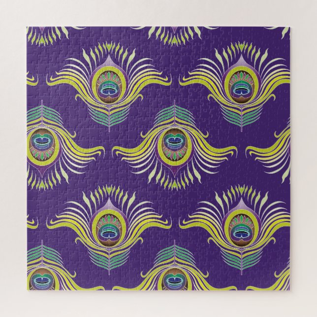Peacock feathers: vintage seamless background. jigsaw puzzle (Vertical)