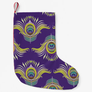 Peacock feathers: vintage seamless background. small christmas stocking