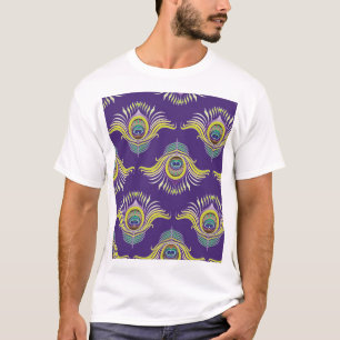 Peacock feathers: vintage seamless background. T-Shirt