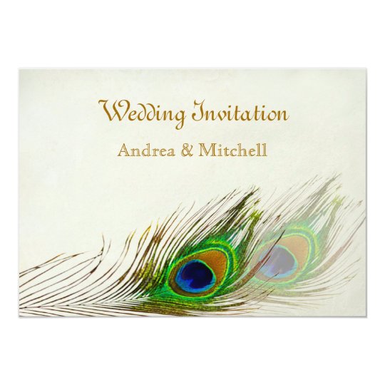 Peacock feathers Wedding Card