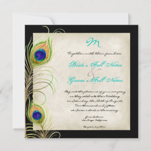 Peacock Feathers Wedding Invitation
