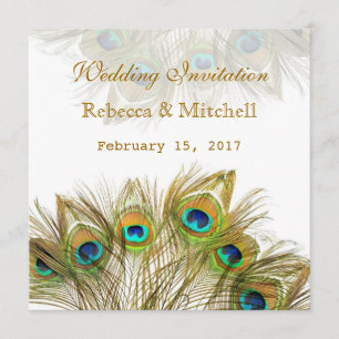 Peacock feathers Wedding Invitation