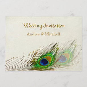 Peacock feathers Wedding Invitation