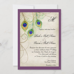 Peacock Feathers Wedding Invitation