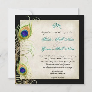 Peacock Feathers Wedding Invitation