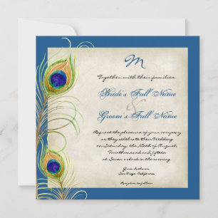 Peacock Feathers Wedding Invitation