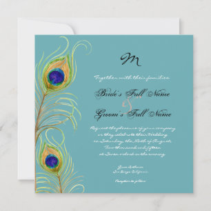 Peacock Feathers Wedding Invitation