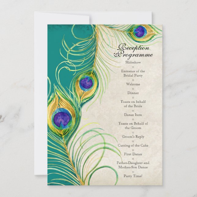 Peacock Feathers Wedding Invitation (Front)