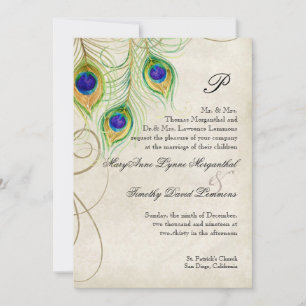 Peacock Feathers Wedding Invitation