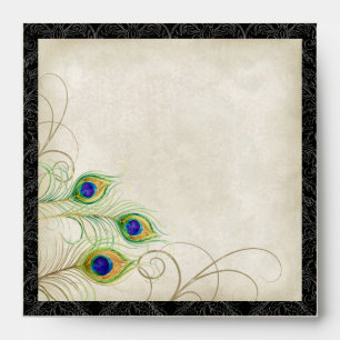 Peacock Feathers Wedding Invitation Envelope