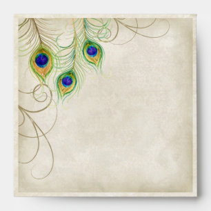 Peacock Feathers Wedding Invitation Envelope