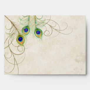 Peacock Feathers Wedding Invitation Envelope