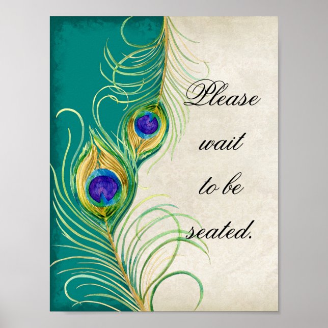 Peacock Feathers Wedding Photography Booth Sign (Front)