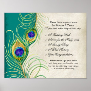 Peacock Feathers Wedding Reception Sign