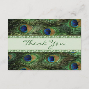 Peacock feathers Wedding Thank you Card