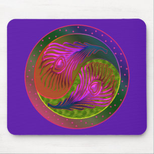 Peacock Feathers Yin Yang 2 Mouse Mat
